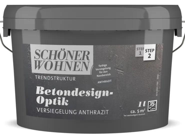 Wandfliesen*SCHÖNER WOHNEN-Farbe Schöner Wohnen Betondesign-Optik Versiegelung Anthrazit