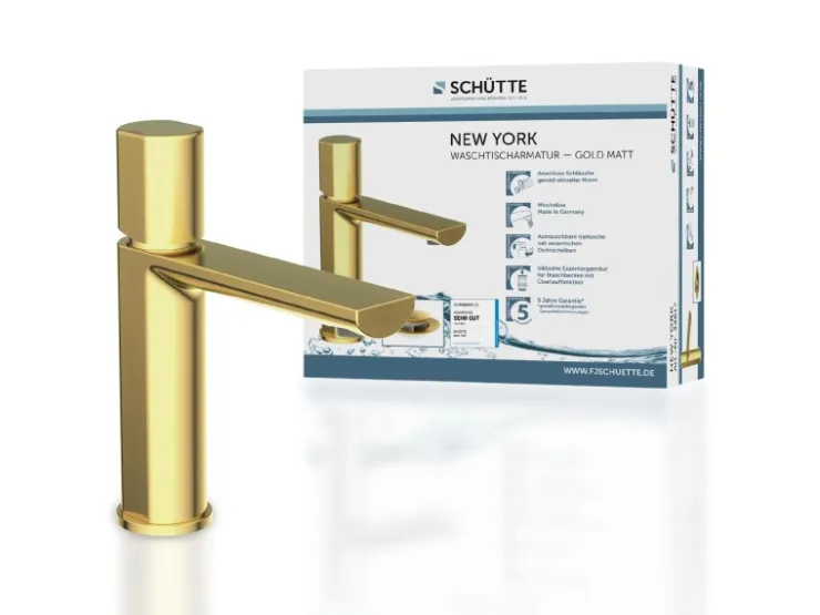 Schütte Abläufe^Waschtischarmatur New York Gold Matt