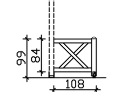 Konstruktionsvollholz*Skan Holz Brüstung Andreaskreuz 108 x 84 cm Fichte Eiche Hell