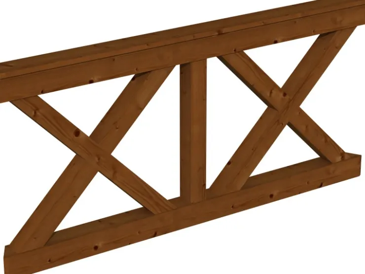 Konstruktionsvollholz*Skan Holz Brüstung Andreaskreuz 180 x 84 cm Fichte Nussbaum