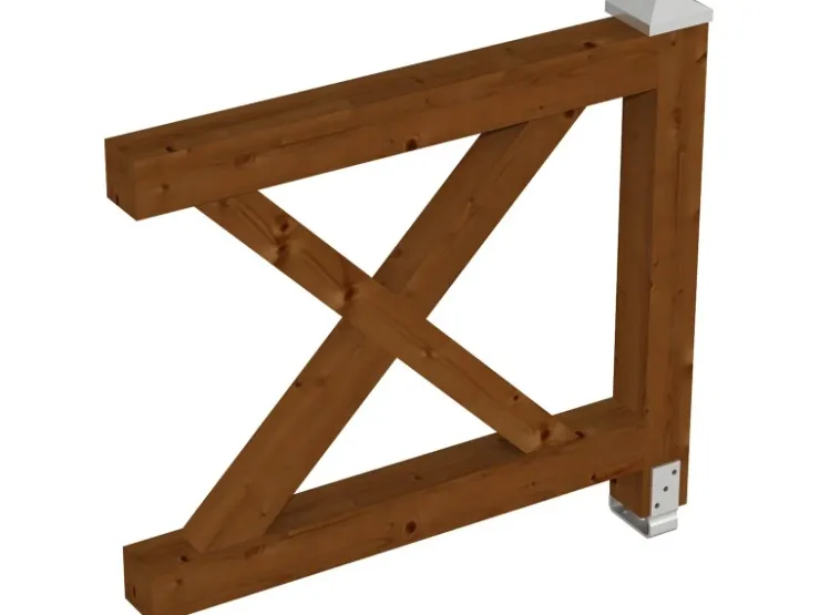 Konstruktionsvollholz*Skan Holz Brüstung Andreaskreuz 108 x 84 cm Fichte Nussbaum