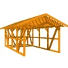 Konstruktionsvollholz*Skan Holz Carport Schwarzwald m. Dachlattung u. Abstellr. 424 x 772 cm Eiche