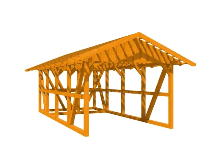 Konstruktionsvollholz*Skan Holz Carport Schwarzwald m. Dachlattung u. Abstellr. 424 x 772 cm Eiche