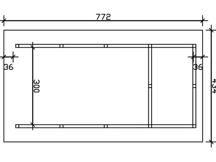 Konstruktionsvollholz*Skan Holz Carport Schwarzwald m. Dachlattung u. Abstellr. 424 x 772 cm Eiche