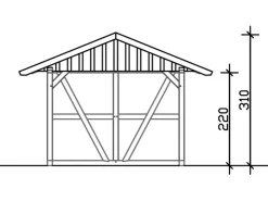 Konstruktionsvollholz*Skan Holz Carport Schwarzwald m. Dachlattung u. Abstellr. 424 x 772 cm Eiche