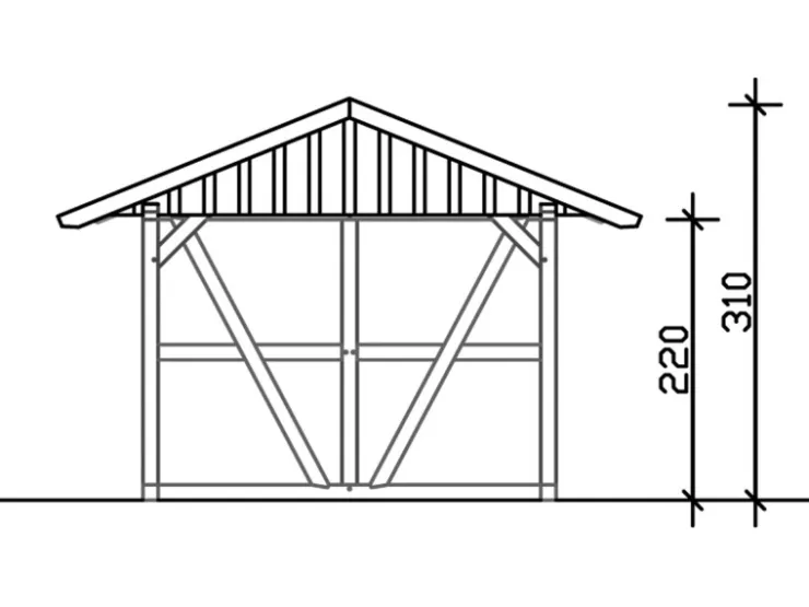 Konstruktionsvollholz*Skan Holz Carport Schwarzwald m. Dachlattung u. Abstellr. 424 x 772 cm Eiche