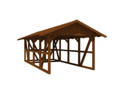 Konstruktionsvollholz*Skan Holz Carport Schwarzwald m. Dachschalung u. Abstellr. 424 x 772 cm Nuss