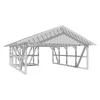 Konstruktionsvollholz*Skan Holz Carport Schwarzwald m. Dachlattung u. Abstellr. A 684 x 772 cm Weiß