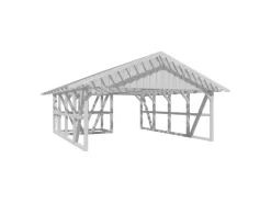 Konstruktionsvollholz*Skan Holz Carport Schwarzwald m. Dachlattung u. Abstellr. A 684 x 772 cm Weiß