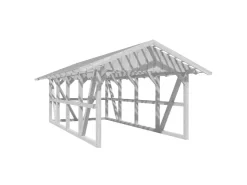 Konstruktionsvollholz*Skan Holz Carport Schwarzwald m. Dachlattung u. Rückwand 424 x 772 cm Weiß