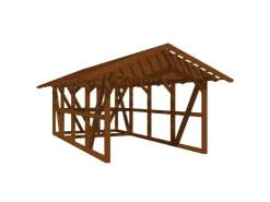 Konstruktionsvollholz*Skan Holz Carport Schwarzwald m. Dachlattung u. Abstellr. 424 x 772 cm Nuss