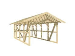 Konstruktionsvollholz*Skan Holz Carport Schwarzwald m. Dachlattung u. Rückwand 424 x 772 cm Natur