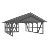 Konstruktionsvollholz*Skan Holz Carport Schwarzwald m. Dachlattung u. Abstellr. A 684 x 772 cm Grau