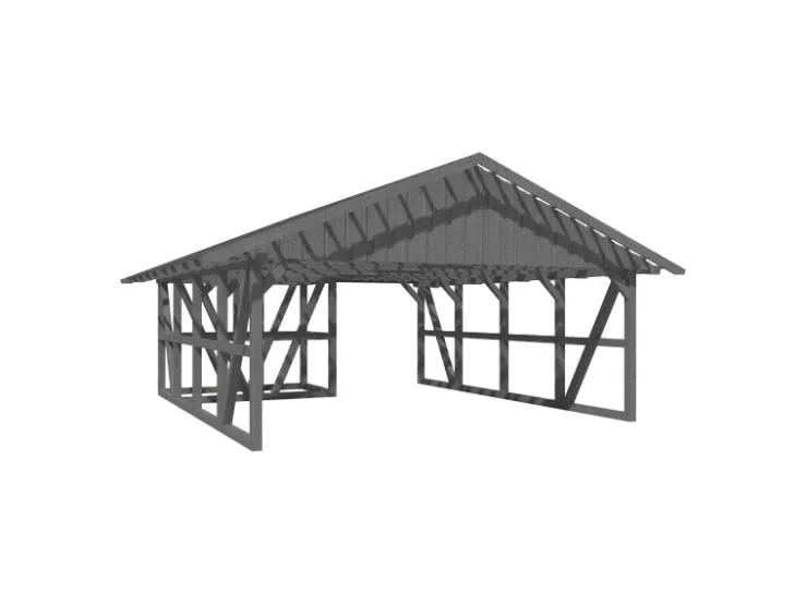 Konstruktionsvollholz*Skan Holz Carport Schwarzwald m. Dachlattung u. Abstellr. A 684 x 772 cm Grau