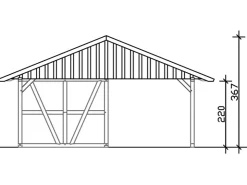Konstruktionsvollholz*Skan Holz Carport Schwarzwald m. Dachlattung u. Abstellr. A 684 x 772 cm Grau