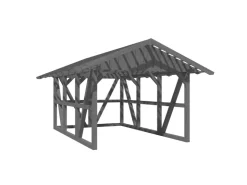 Konstruktionsvollholz*Skan Holz Carport Schwarzwald m. Dachlattung u. Rückwand 424 x 600 cm Grau