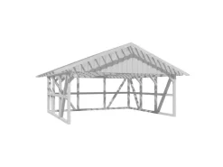 Konstruktionsvollholz*Skan Holz Carport Schwarzwald m. Dachlattung u. Rückwand 684 x 600 cm Weiß