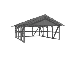 Konstruktionsvollholz*Skan Holz Carport Schwarzwald m. Dachlattung u. Rückwand 684 x 772 cm Grau