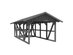 Konstruktionsvollholz*Skan Holz Carport Schwarzwald m. Dachschalung u. Abstellr. 424 x 772 cm Grau