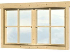 Holzfenster*Skan Holz Doppelfenster BxH 2 x 57,5 x 70,5 cm für 28 mm Häuser