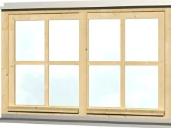 Holzfenster*Skan Holz Doppelfenster Rahmenaußenmaß. 132,4 x 82,1 cm Natur