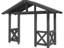 Konstruktionsvollholz*Skan Holz Haustür-Vordach Stralsund 5 lasiert 360 cm x 139 cm Schiefergrau