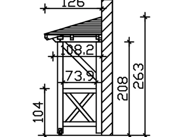 Skan Holz Konstruktionsvollholz|Vordächer^Haustür-Vordach Wismar 3 lasiert 258 cm x 126 cm Schiefergrau