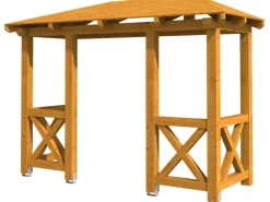 Skan Holz Vordächer|Konstruktionsvollholz^Haustür-Vordach Wismar 5 lasiert 351 cm x 134 cm Eiche Hell