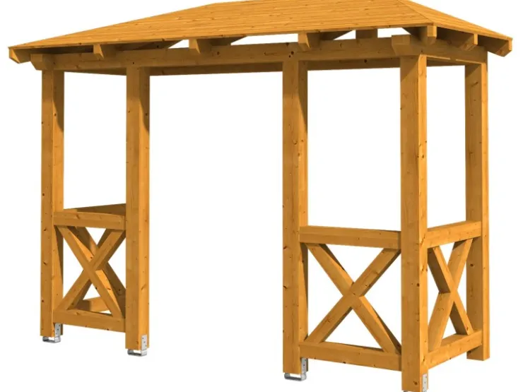Skan Holz Vordächer|Konstruktionsvollholz^Haustür-Vordach Wismar 5 lasiert 351 cm x 134 cm Eiche Hell