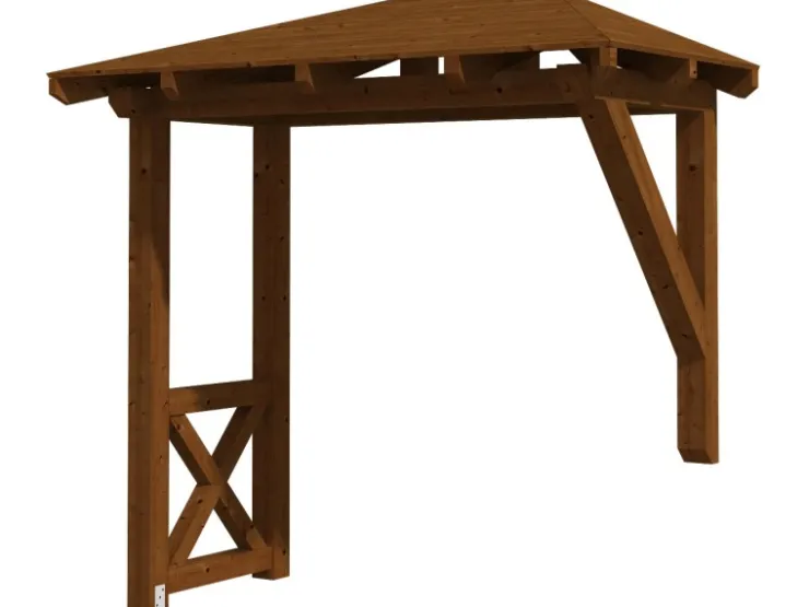 Skan Holz Konstruktionsvollholz|Vordächer^Haustür-Vordach Wismar 3 lasiert 258 cm x 126 cm Nussbaum