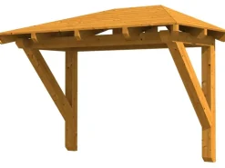 Vordächer*Skan Holz Haustür-Vordach Wismar 1 lasiert 258 cm x 126 cm Eiche Hell