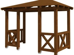 Skan Holz Konstruktionsvollholz|Vordächer^Haustür-Vordach Wismar 7 lasiert 357 cm x 192 cm Nussbaum