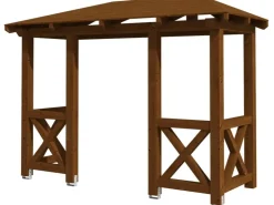 Skan Holz Konstruktionsvollholz|Vordächer^Haustür-Vordach Wismar 5 lasiert 351 cm x 134 cm Nussbaum
