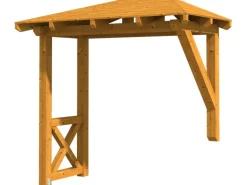 Skan Holz Vordächer|Konstruktionsvollholz^Haustür-Vordach Wismar 3 lasiert 258 cm x 126 cm Eiche Hell