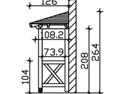 Skan Holz Konstruktionsvollholz|Vordächer^Haustür-Vordach Wismar 4 lasiert 258 cm x 126 cm Schiefergrau