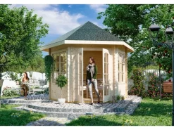 Holzfenster*Skan Holz Holz-Gartenhaus BBH Madeira 2 Natur 350 cm x 303 cm