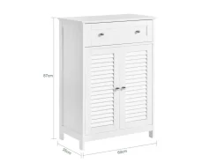 SoBuy Lamellentüren^Badezimmerschrank Sideboard mit Schublade und Lamellentüren 60x87x35cm Weiß FRG238-W