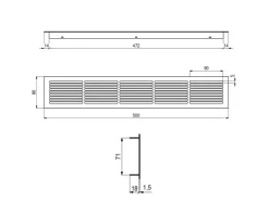 SOTECH Lüftungsgitter^Lüftungsgitter Schlitzlochung Aluminium 500 x 86 mm Lackiert Weiß