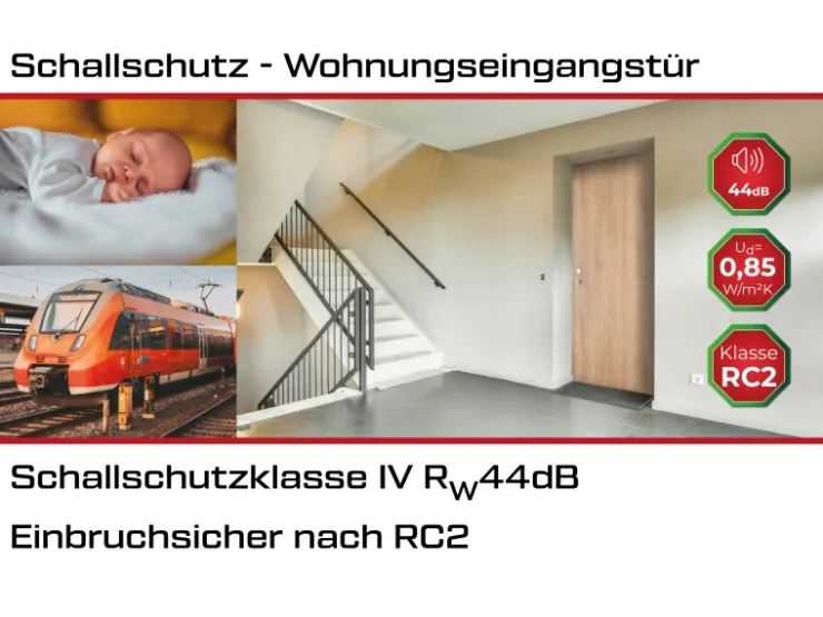 Wohnungseingangstüren*Splendoor Wohnungseingangstür BARI ACOUSTIC 44dB RC2 Links Weiß nach Maß