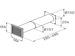 Mauerlüfter|Mauerkasten* Teleskop-Mauerkasten Rundrohranschluss System 150