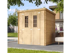 Timbela Holzfenster^Holz-Gartenhaus M309C Beige Braun 3,53 m² FSC®