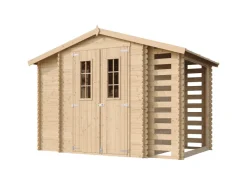 Timbela Holzfenster^Holz-Gartenhaus M389C Beige Braun 5,47 m² FSC®