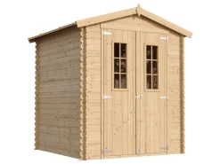 Timbela Holzfenster^Holz-Gartenhaus M320C+M320G mit Boden Beige Braun 2,82 m² FSC®