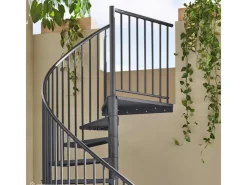 Außentreppen*Treppen Intercon Außentreppe Modena Wendeltreppe Lava- Stahltreppe Mit 13 Stufen + Podest Durchmesser 120 cm Anthrazit