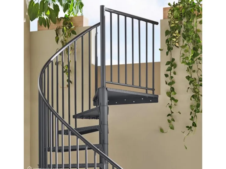 Außentreppen*Treppen Intercon Außentreppe Modena Wendeltreppe Lava- Stahltreppe Mit 13 Stufen + Podest Durchmesser 120 cm Anthrazit