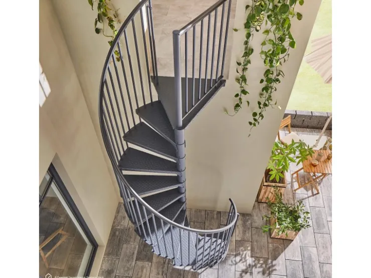 Außentreppen*Treppen Intercon Außentreppe Modena Wendeltreppe Lava- Stahltreppe Mit 13 Stufen + Podest Durchmesser 120 cm Anthrazit