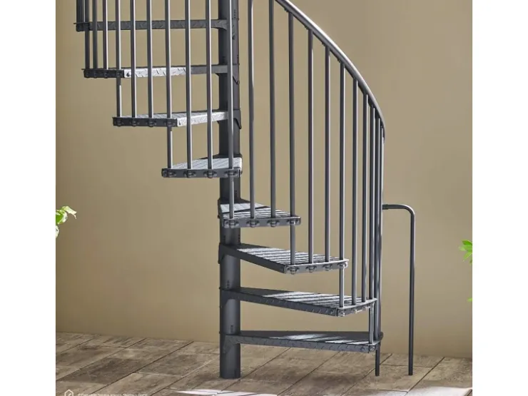 Außentreppen*Treppen Intercon Außentreppe Modena Wendeltreppe Lava- Stahltreppe Mit 12 Stufen + Podest Durchmesser 180 cm Anthrazit