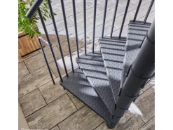 Außentreppen*Treppen Intercon Außentreppe Modena Wendeltreppe Lava- Stahltreppe Mit 12 Stufen + Podest Durchmesser 180 cm Anthrazit