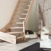 Treppen Intercon Innentreppen^Holztreppe Casablanca Raumspartreppe Fichte Naturbelassen Rechtsgewendelt 80 cm Treppenbreite Ohne Geländer Ohne Setzstufen