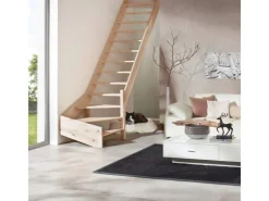 Treppen Intercon Innentreppen^Holztreppe Casablanca Raumspartreppe Fichte Naturbelassen Rechtsgewendelt 80 cm Treppenbreite Ohne Geländer Ohne Setzstufen